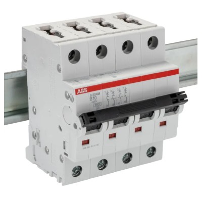 ABB Miniature Circuit Breaker 4-Pole 10A Type B 400V AC 12V DC 15kA Breaking Capacity 2CDS274001R0105 S204M-B10