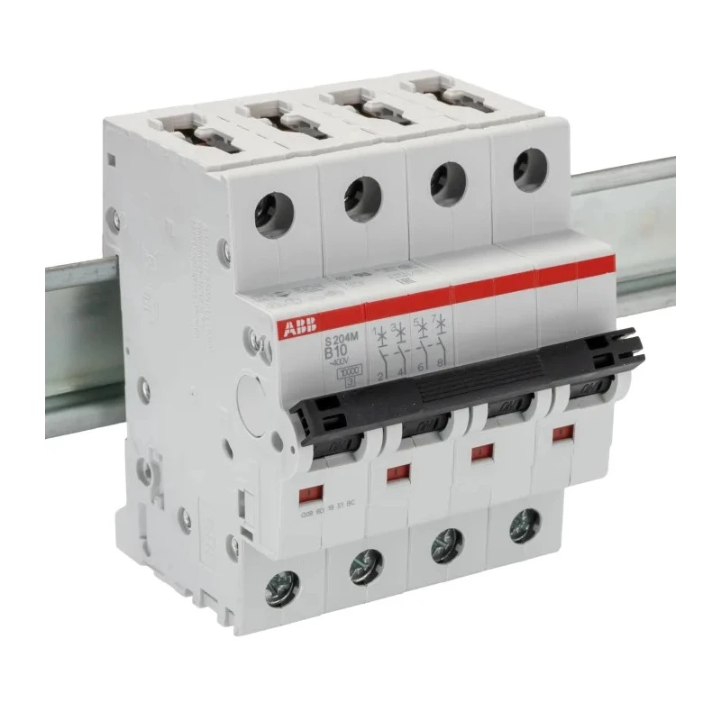 ABB Miniature Circuit Breaker 4-Pole 10A Type B 400V AC 12V DC 15kA Breaking Capacity 2CDS274001R0105 S204M-B10