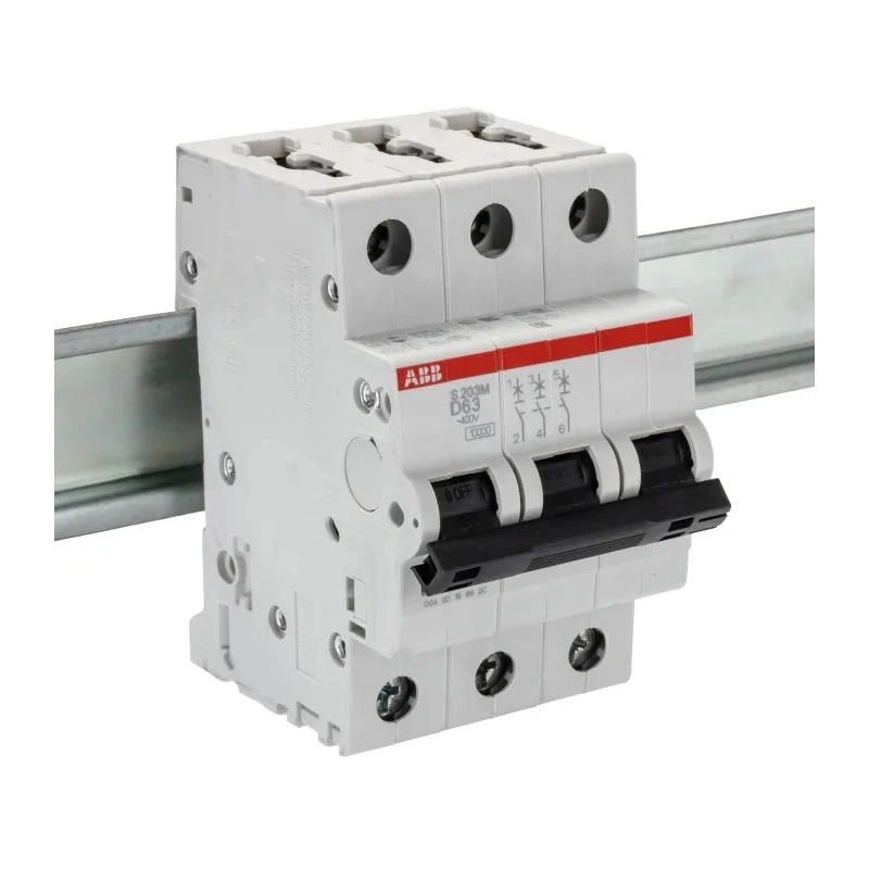 ABB System Pro M Compact S200M Miniature Circuit Breaker, 3-Pole, 63A, Type D, 400V AC, 12V DC 2CDS273001R0631 S203M-D63