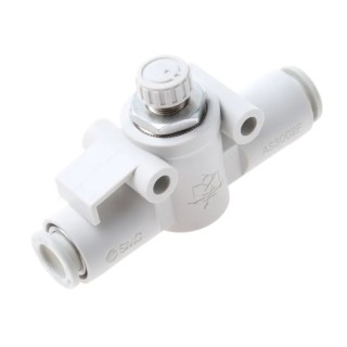SMC AS Series In-Line Type Flow Controller with M Thread Inlet and 8mm Tube Outlet, Nylon Body, 1 MPa Operating AS3002F-08