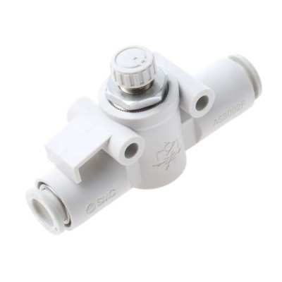 SMC AS Series In-Line Type Flow Controller with M Thread Inlet and 8mm Tube Outlet, Nylon Body, 1 MPa Operating AS3002F-08
