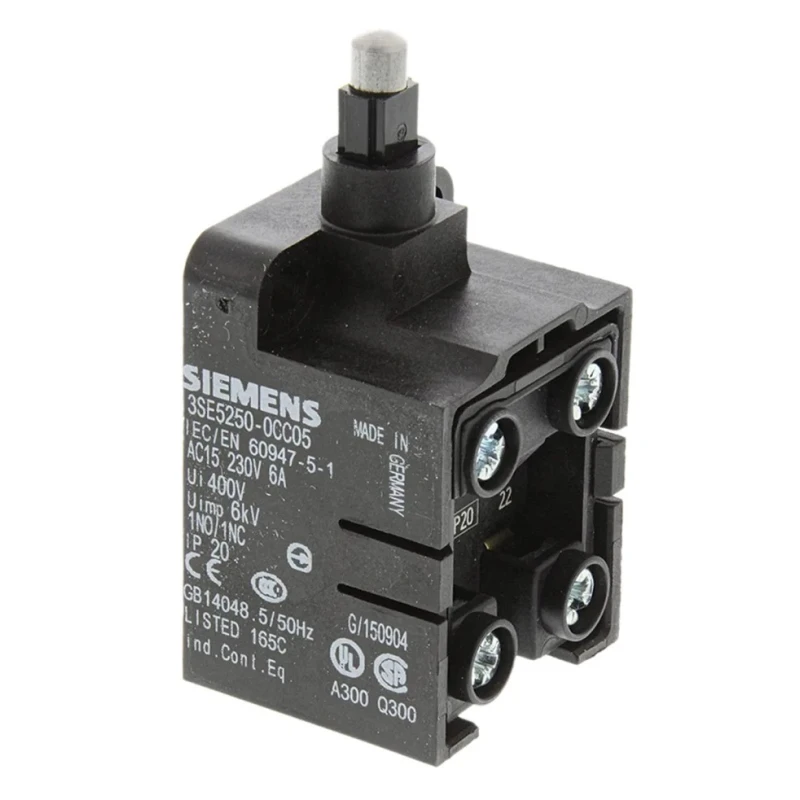 Siemens 3SE5 Series Plunger Limit Switch, 1 NO/1 NC Contact, IP20, Plastic Housing, 400V AC, 10A 