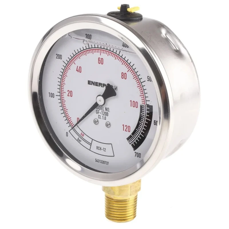Enerpac 100 mm 1/2 in NPTF Pressure Gauge, 700 bar GF120B