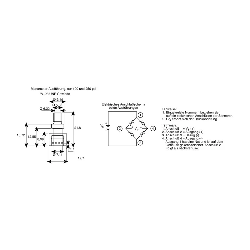 Honeywell Technologies 24PC Series Pressure Sensor Wheatstone Bridge Output 0 psi to 100 psi Relative Reading 24PCFFM6G