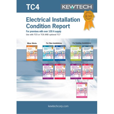 Kewtech Corporation Electrical Installation Certificate 40 Sheets Inspection and Test Schedule UK BS 7671:2018 TC4