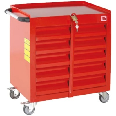 RS PRO 5 Drawer Wheeled Roller Cabinet Steel 350mm x 560mm x 650mm Model 753-1586