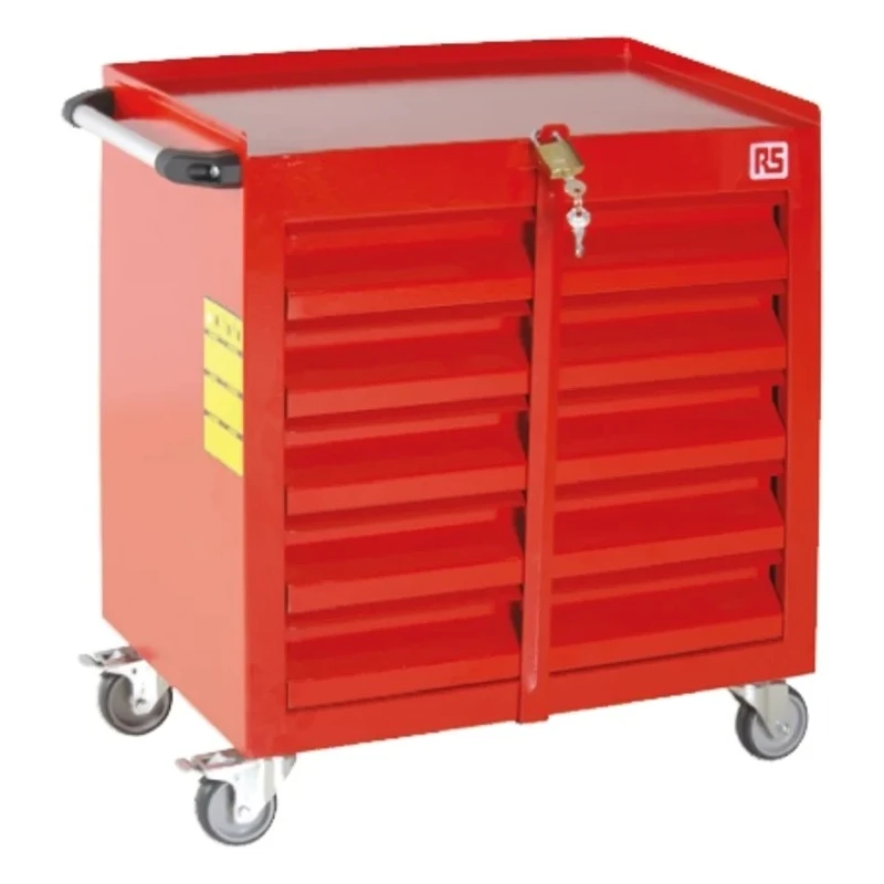 RS PRO 5 Drawer Wheeled Roller Cabinet Steel 350mm x 560mm x 650mm Model 753-1586