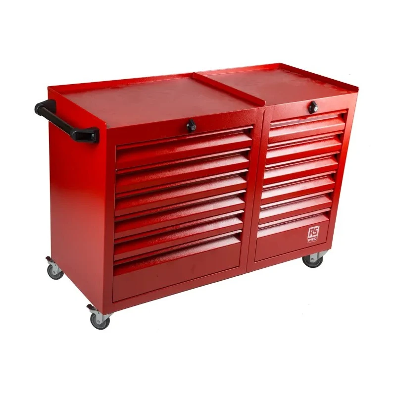 RS PRO Heavy Duty 12 Drawer Wheeled Steel Tool Chest Cabinet 450mm x 1.09m x 870mm 753-1582