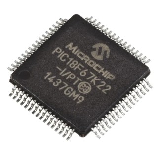 Microchip PIC18F 8 bit PIC Microcontroller 64 MHz 1kB RAM 128 kB FLASH 64-Pin TQFP PIC18F67K22-I/PT