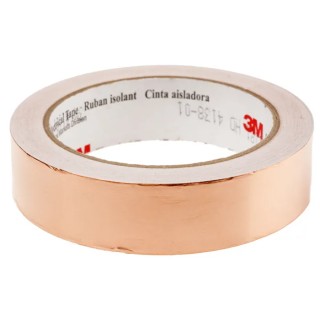 3M Conductive Metallic Tape Dead Soft Copper Foil, 25.4mm Width x 16.5m Length, Acrylic Adhesive, Max Operating 1181-25