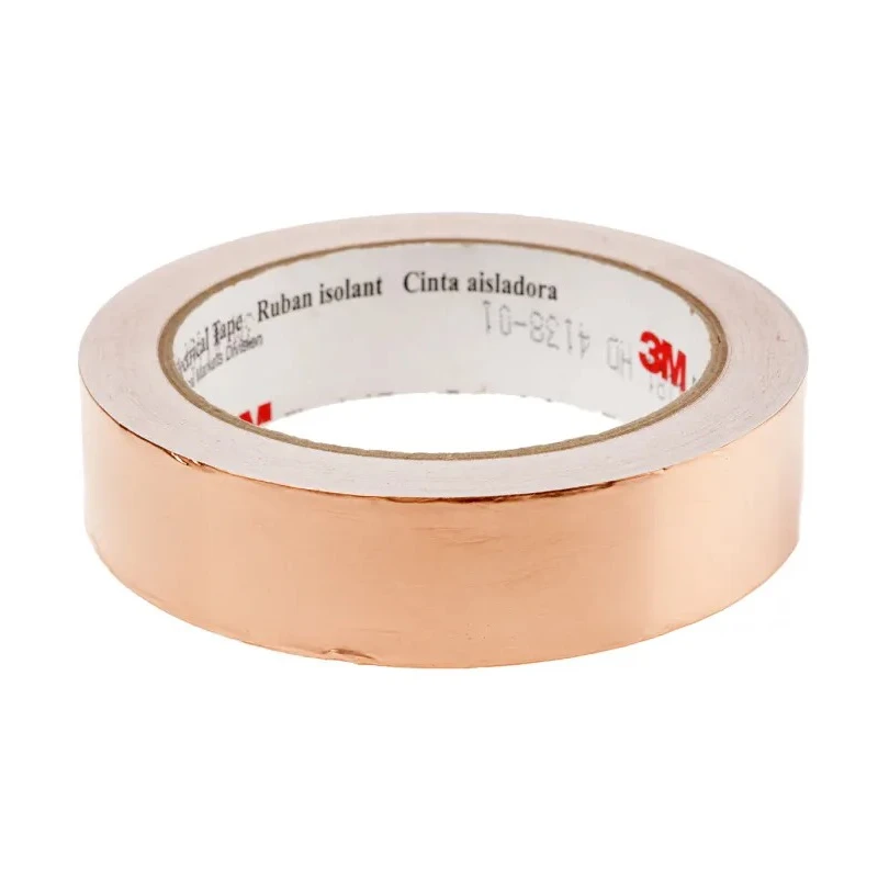 3M Conductive Metallic Tape Dead Soft Copper Foil, 25.4mm Width x 16.5m Length, Acrylic Adhesive, Max Operating 1181-25