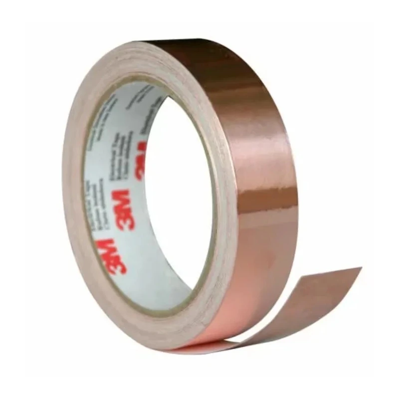 3M Conductive Metallic Tape Dead Soft Copper Foil, 25.4mm Width x 16.5m Length, Acrylic Adhesive, Max Operating 1181-25