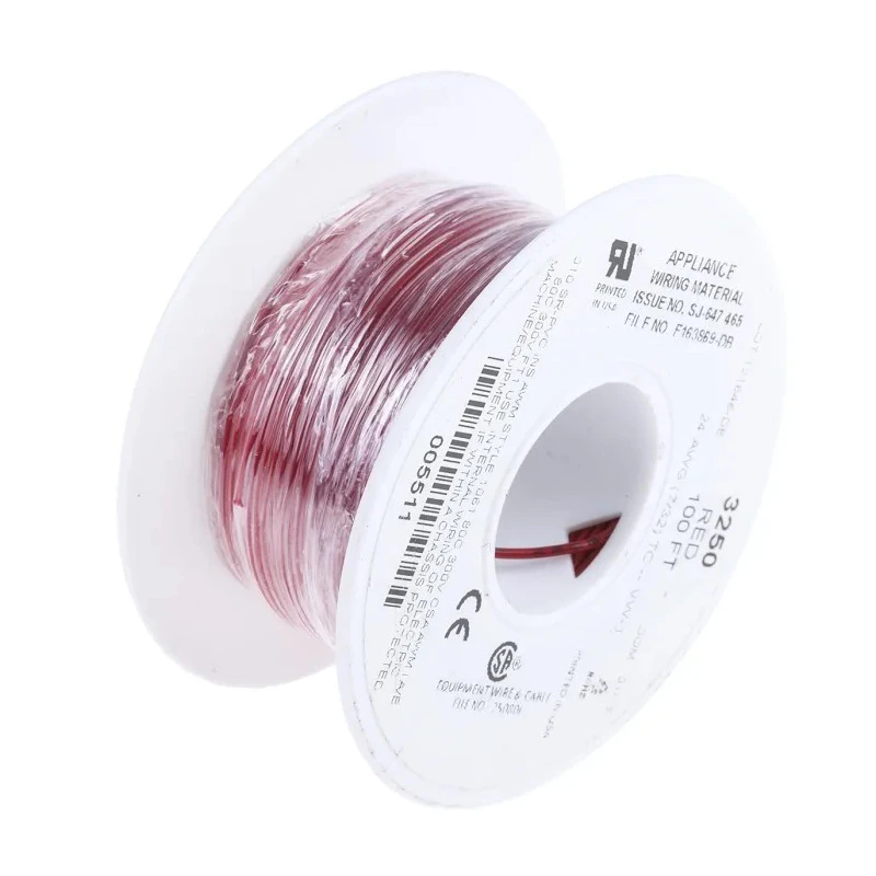 Alpha Wire Hookup Wire PVC Series Red Hook Up Wire 24 AWG 7x0.20 mm Core Strands 30 m Length Polyvinyl Chloride 3250 RD005