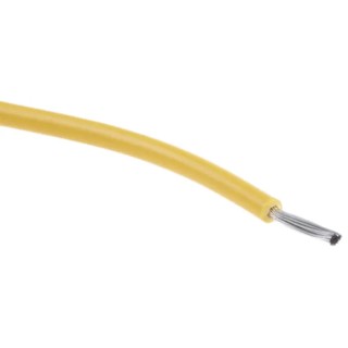 Alpha Wire Hook Up Wire PVC Series Yellow, 22 AWG, 7x0.25 mm Strands, 30 m Length, Tinned Copper Conductor, 300V 3251 YL005