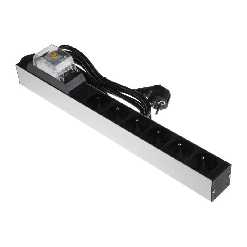 PGEP 16A 6 Gang Power Distribution Unit Power Strip with 2.5m Cable Type E RCD Protected Surge Protection 755-3970