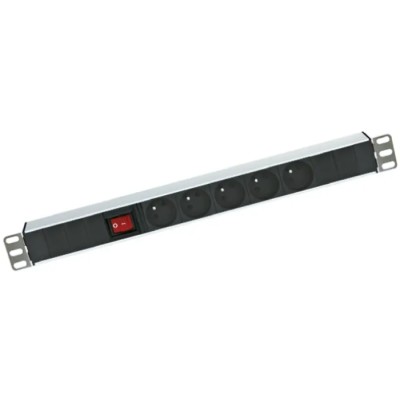 RS Pro 16A 230V AC 5 Gang Power Distribution Unit Power Strip with 2.5m Cord Type E and Surge Protection 755-3983