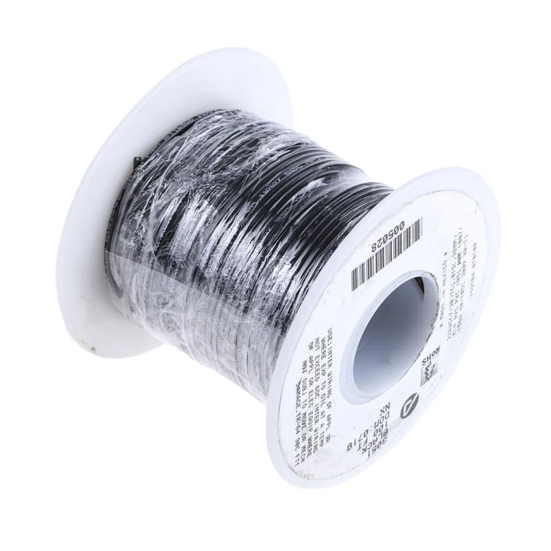 Alpha Wire Hookup Wire PVC Series Black Harsh Environment Wire 7 x 0.25 mm, Polyvinyl Chloride, 30 m, 105°C 3051 BK005