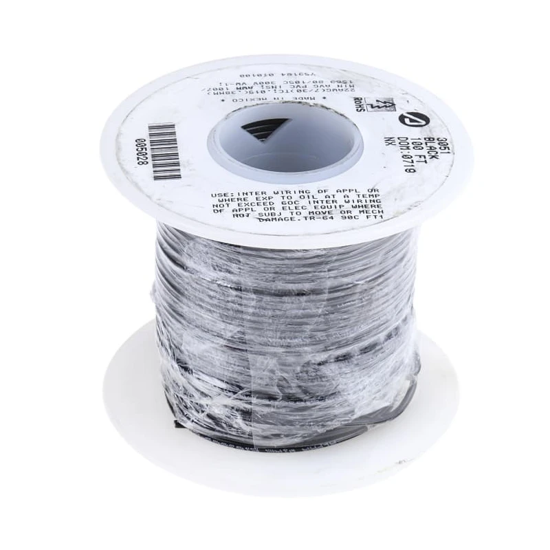 Alpha Wire Hookup Wire PVC Series Black Harsh Environment Wire 7 x 0.25 mm, Polyvinyl Chloride, 30 m, 105°C 3051 BK005