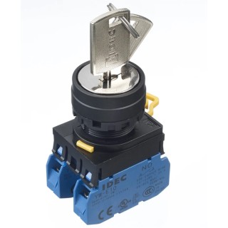 Idec IP65 Key Switch DPST 3-Way Spring Return Straight Key Screw Terminal 