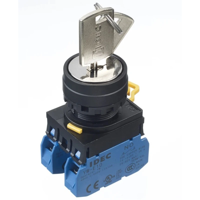 Idec IP65 Key Switch DPST 3-Way Spring Return Straight Key Screw Terminal 