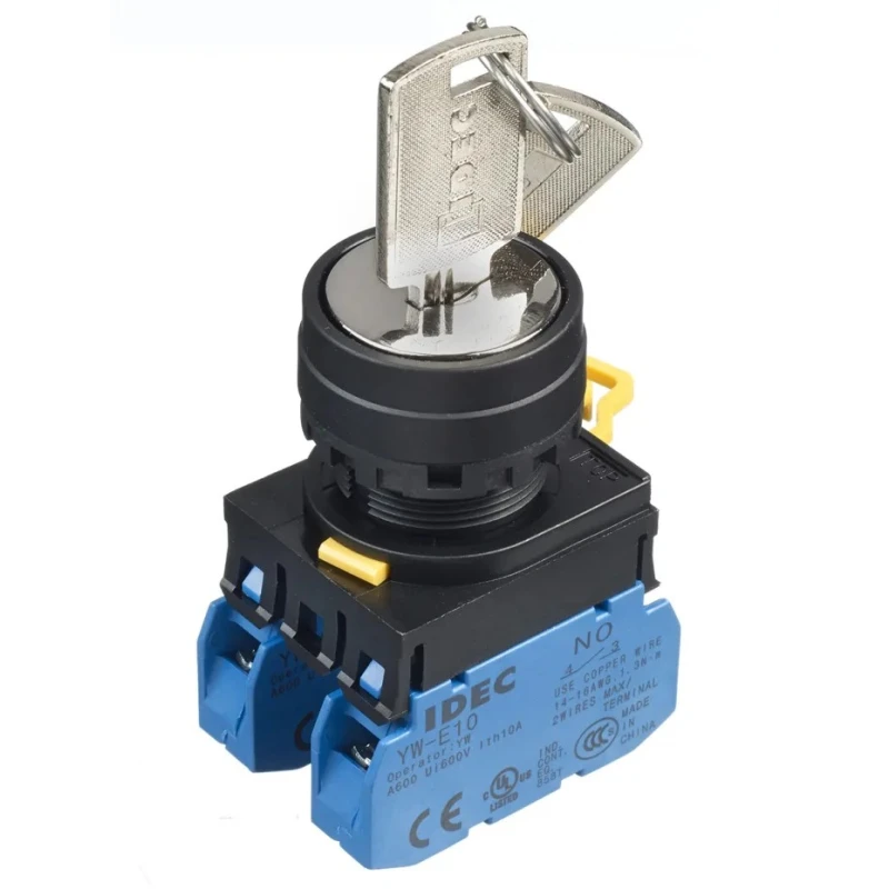 Idec IP65 Key Switch DPST 3-Way Spring Return Screw Terminal Straight-Key 