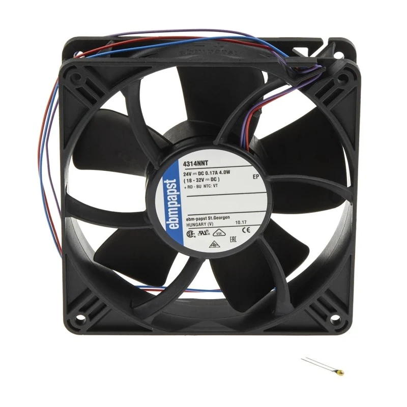 ebm-papst 4300 N - S-Panther Series DC Axial Fan 24 V DC 4 W 190 m³/h 119 mm x 119 mm x 32 mm 4314NNT