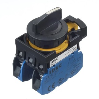 Idec Spring Return Selector Switch DPST, 3 Positions, 22 mm Cutout Diameter CW1S-31E20