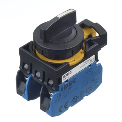 Idec Spring Return Selector Switch DPST, 3 Positions, 22 mm Cutout Diameter CW1S-31E20