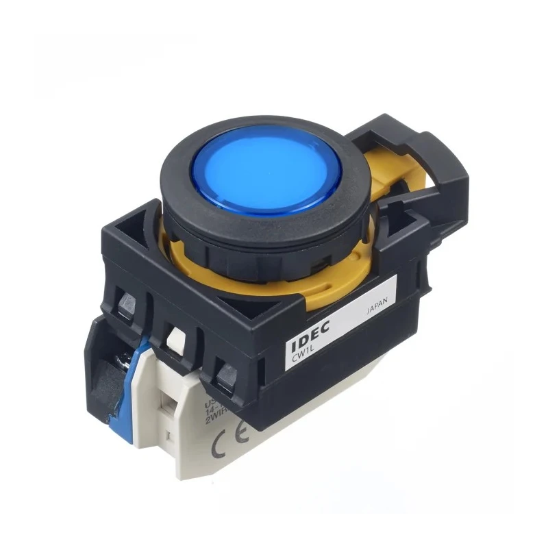 Idec CW Series Illuminated Push Button Switch, Momentary, Panel Mount, 22 mm Cutout, SPST, Blue LED, IP65 CW1L-M1E10QM4S