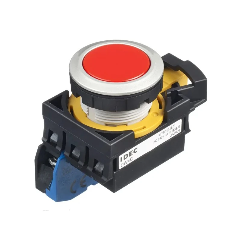 Idec CW Series Illuminated Maintained Push Button Switch, Panel Mount, 22 mm Cutout, SPST, Red LED, IP65 CW4B-A1E10R