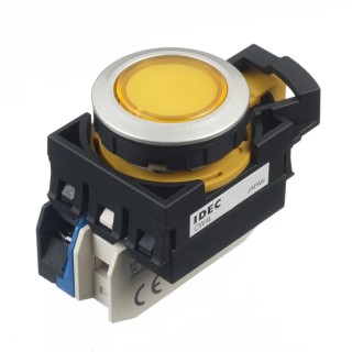 Idec CW Series Illuminated Push Button Switch, Momentary Operation, Panel Mount, 22 mm Cutout, SPST Contact CW4L-M1E10QM4Y