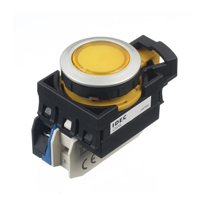 Idec CW Series Illuminated Push Button Switch, Momentary Operation, Panel Mount, 22 mm Cutout, SPST Contact CW4L-M1E10QM4Y
