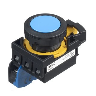 Idec CW Series Illuminated Push Button Switch, Maintained Operation, Panel Mount, Blue Actuator, 22 mm Cutout CW1B-A1E10S