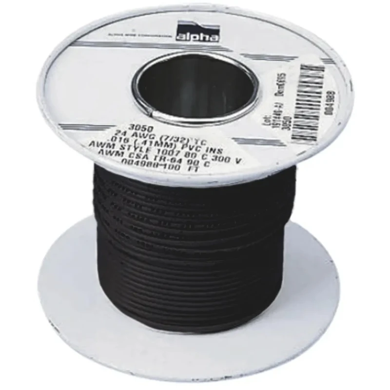 Alpha Wire Hook Up Wire PVC Series Black 16 AWG 26x0.25 mm Core Strands 305 m 3057 BK001