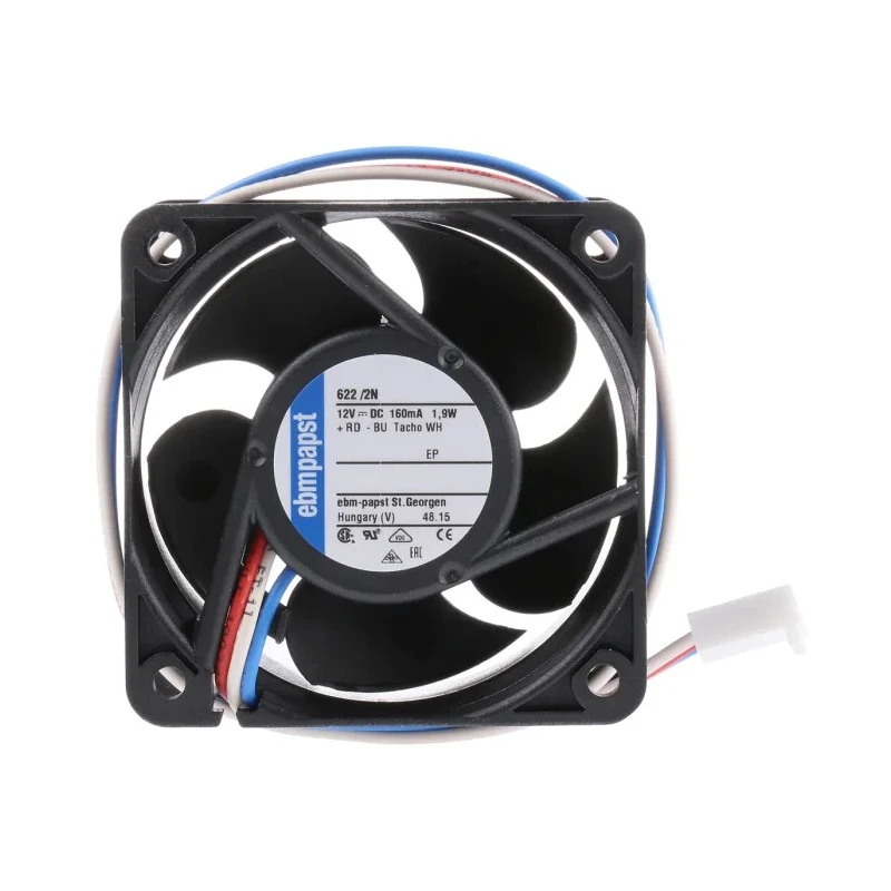 ebm-papst 620 Series 60mm Square Frame Axial Fan, 12V DC, 2.1W Power, 1.05A, 40 m³/h Airflow, IP20, Model 