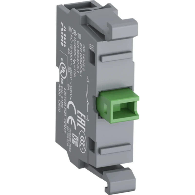 ABB Modular Series Contact Block 690V, 6A Current Rating, Screw Terminal, 1 NO Contact Configuration 1SFA611610R1001 MCB-10