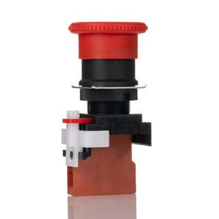 BACO Omron A22E Series Twist Release Emergency Stop Push Button, Panel Mount, 22mm Cutout, 1 NC Contact, IP65 A22E-M-01