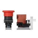 BACO Omron A22E Series Twist Release Emergency Stop Push Button, Panel Mount, 22mm Cutout, 1 NC Contact, IP65 A22E-M-01