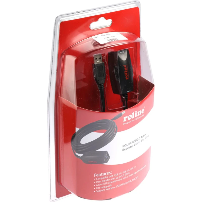Roline USB 3.0 Black Female USB Type A to Female USB Type A Extension Cable 5m 12.04.1096-8