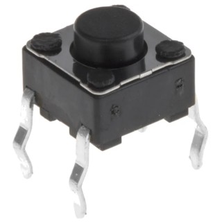 Alps Alpine Black Tactile Switch Stem 5 mm SPST 50mA 250 V AC 12 V DC Through Hole SKHHAKA010