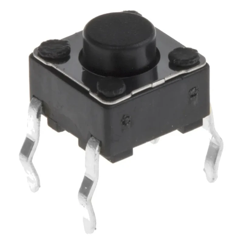 Alps Alpine Black Tactile Switch Stem 5 mm SPST 50mA 250 V AC 12 V DC Through Hole SKHHAKA010
