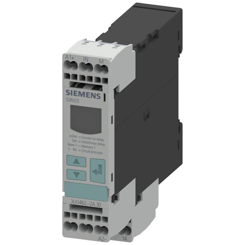 Siemens Monitoring Relay, 1 Phase, SPDT Contact, DIN Rail Mount, 50mA to 15A, 275 V dc/ac, 2W Power Consumption 3UG4622-2AW30