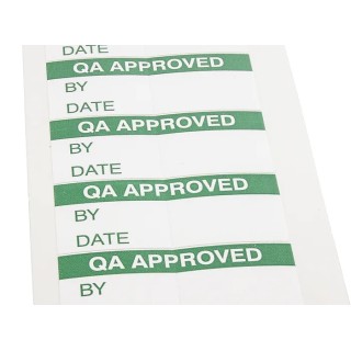 RS PRO Pre-Printed Adhesive Label QA Approved Vinyl Cloth Self Adhesive 38mm x 15mm 140 Per Pack 758-7955