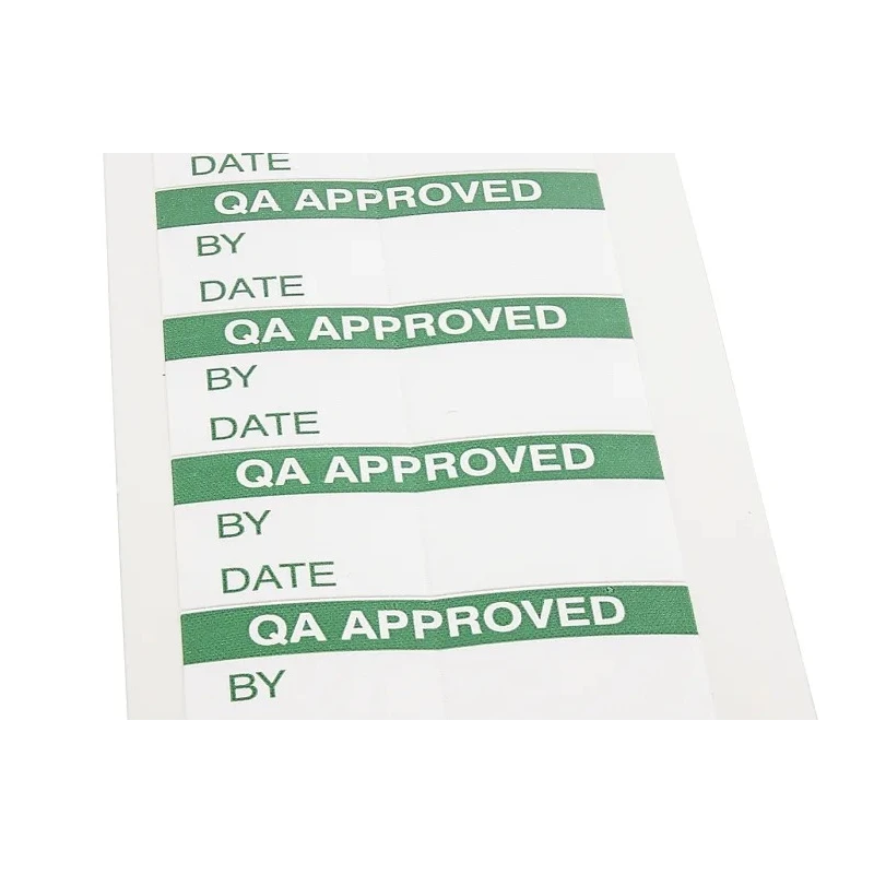 RS PRO Pre-Printed Adhesive Label QA Approved Vinyl Cloth Self Adhesive 38mm x 15mm 140 Per Pack 758-7955