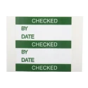RS PRO Pre-Printed Adhesive Label Checked, Vinyl Cloth, 38mm x 15mm, Green Text on White, Pack of 140, Model 758-7970