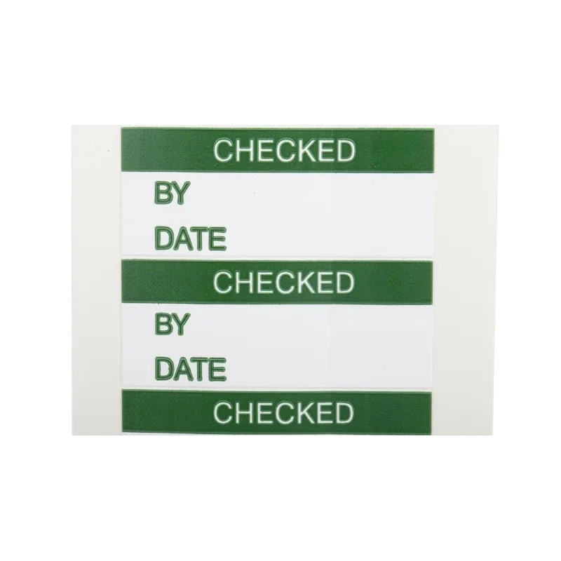 RS PRO Pre-Printed Adhesive Label Checked, Vinyl Cloth, 38mm x 15mm, Green Text on White, Pack of 140, Model 758-7970