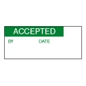 RS PRO Pre-Printed Adhesive Label, Vinyl Cloth, 38 mm x 15 mm, Green Text ACCEPTED, Quantity 140 Per Pack 758-7999