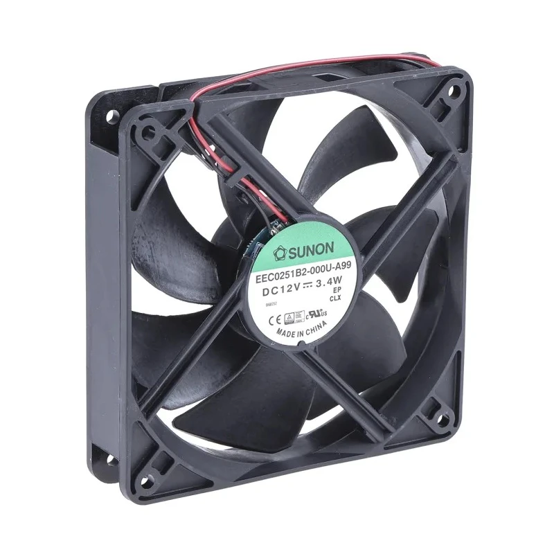 Sunon EE Series Axial Fan, 12V DC, 3.4 W, 158 m³/h Air Flow, 279 mA, 2700 RPM, Ball Bearing, 120mm x EEC0251B2-000U-A99
