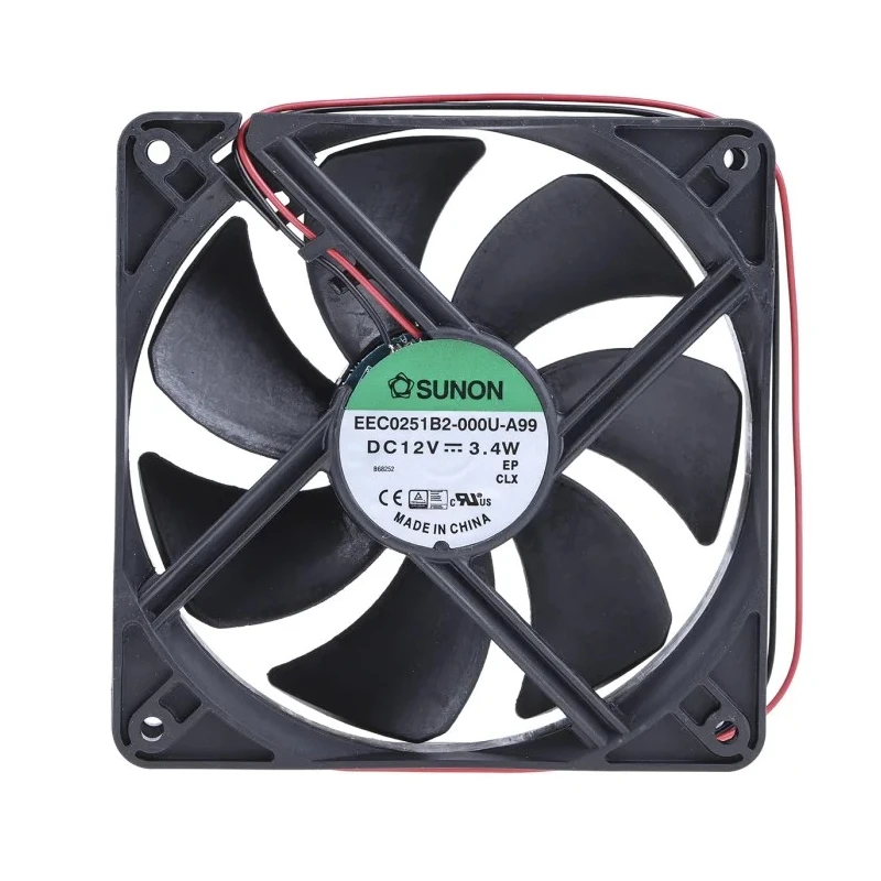 Sunon EE Series Axial Fan, 12V DC, 3.4 W, 158 m³/h Air Flow, 279 mA, 2700 RPM, Ball Bearing, 120mm x EEC0251B2-000U-A99