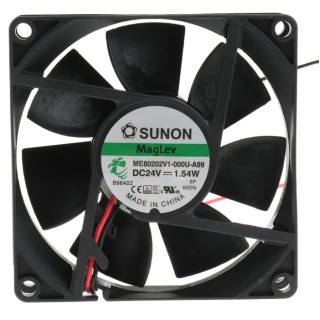 Sunon ME Series Axial Fan 24V DC 1.54W 64mA 61.2 m³/h 80x80x20 mm ME80202V1-000U-A99